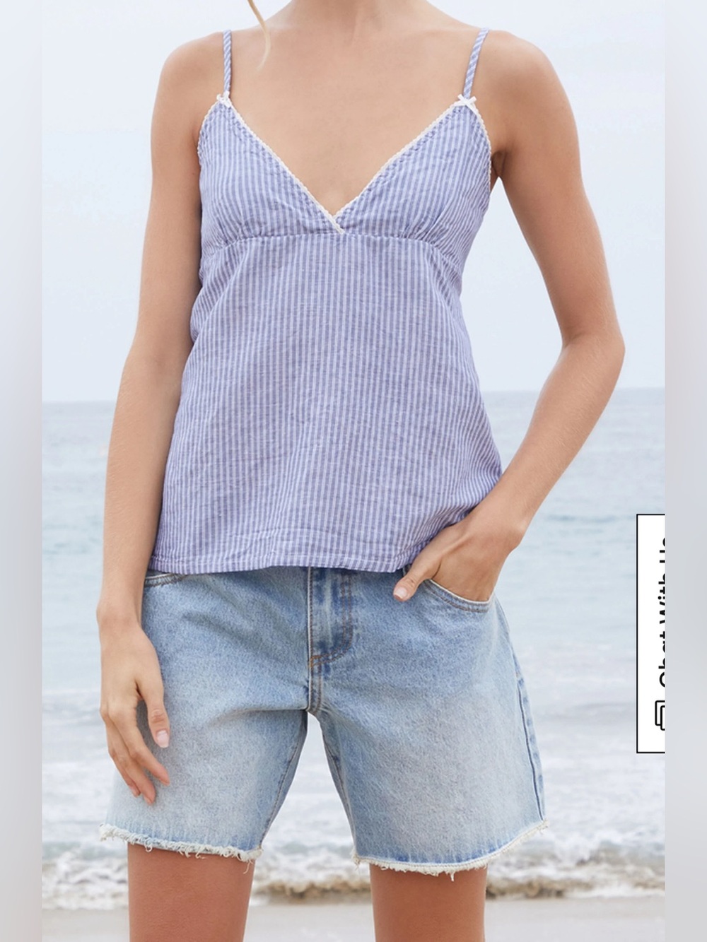 Brandy Melville Blue and White Striped Tank